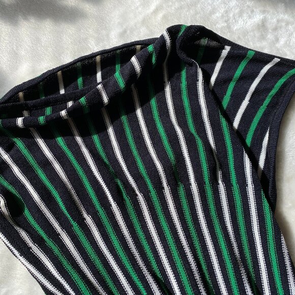 Arden B Striped Knit Cutout Top Green White Black Size M Y2K - Picture 13 of 14